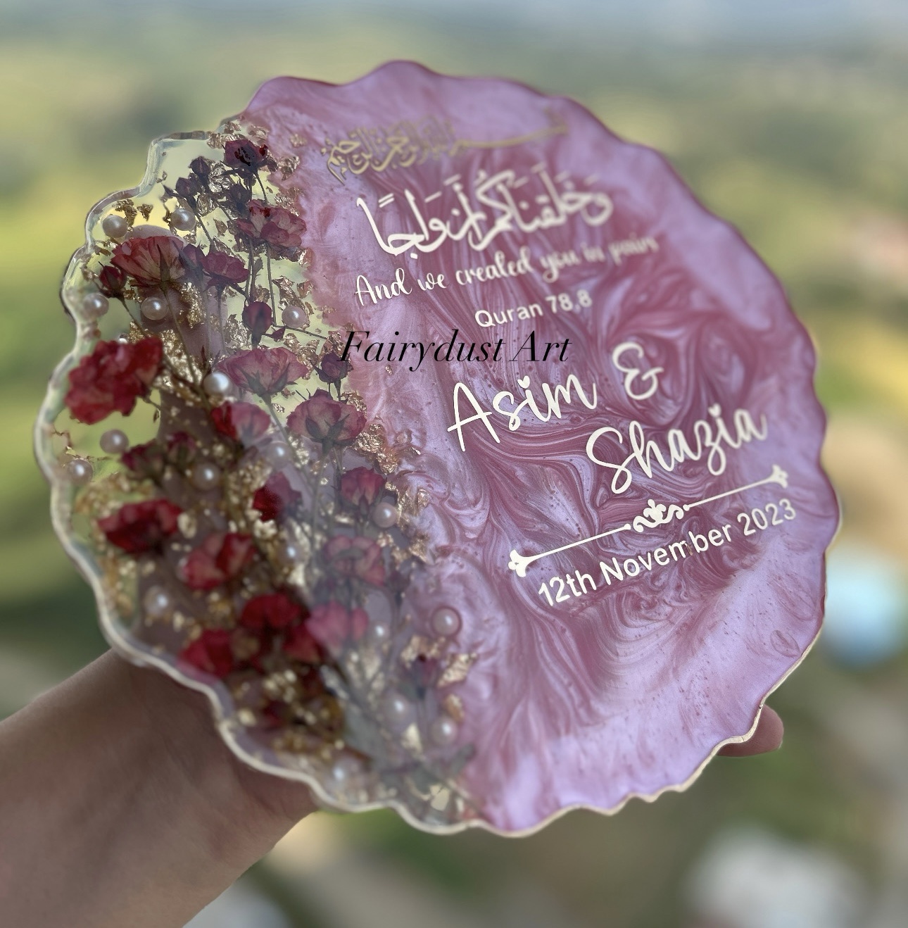 Pink with Bunch roses